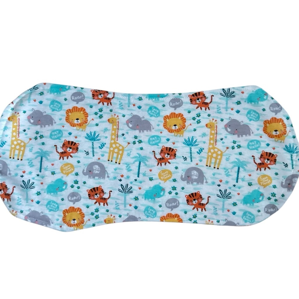 Hand Crafted Newborn Gift Set Bib and Burpcloth Soft Flannel Zoo Animals Theme - Picture 3 of 7